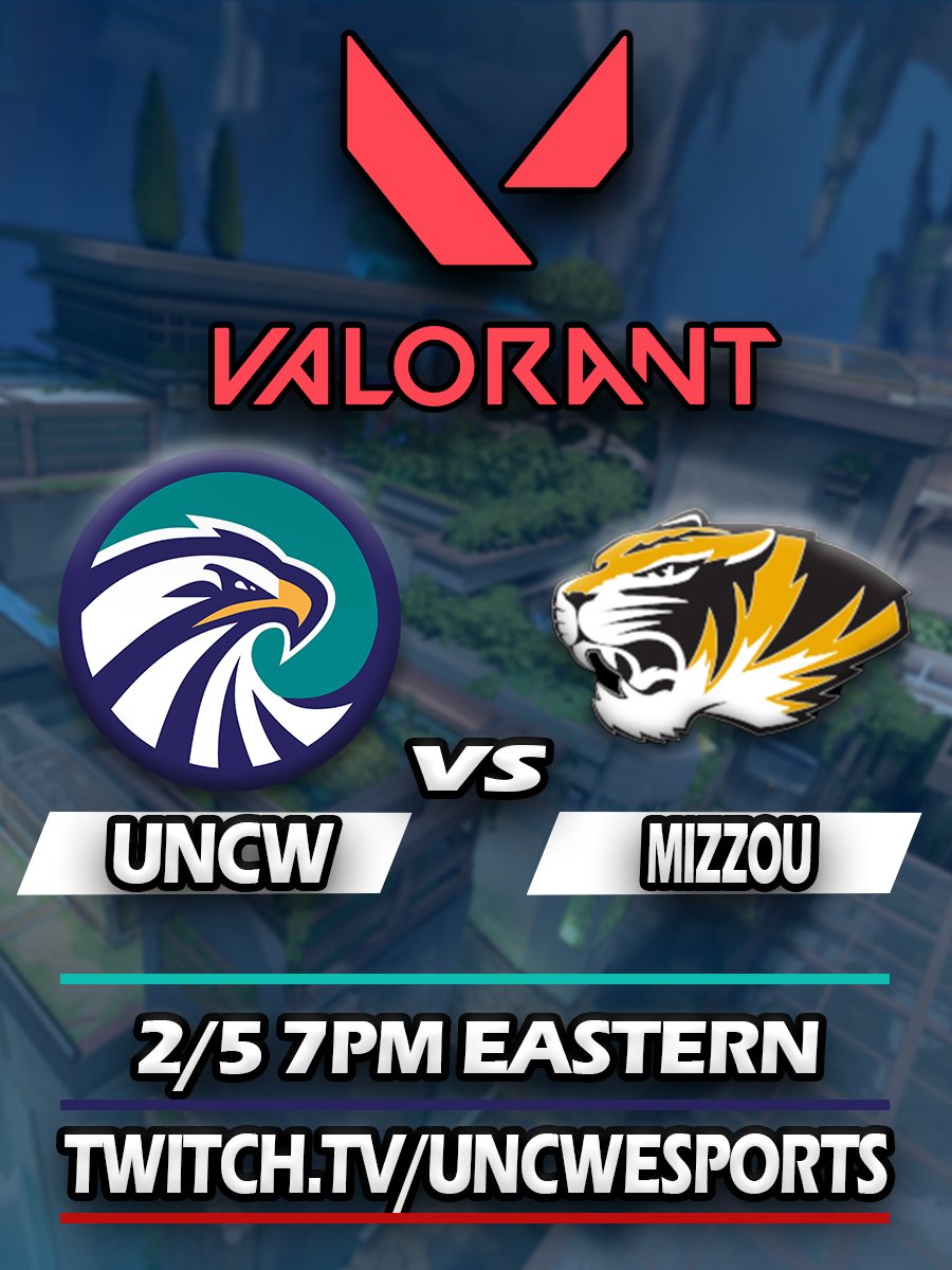 uncwesports's tweet photo. Tune into tonight's Valorant match against @MizzouEsports 7PM Eastern at https://t.co/UPoPBb3FDU
#gameday #esports #valorant #valorantgame #esportslife #playvalorant #valorantesports #valorantstream https://t.co/HozdFXfOIC