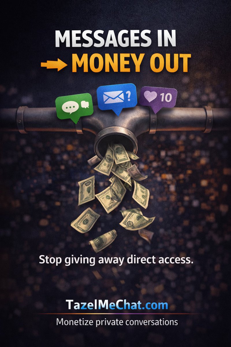 TazelMeChat's tweet image. THE LEAK

If people are messaging you directly, you already have demand.

You’re just not charging for it.

TazelMeChat lets you turn private interaction into income — without changing your content.

#CreatorsOfX #SideIncome #CreatorTools