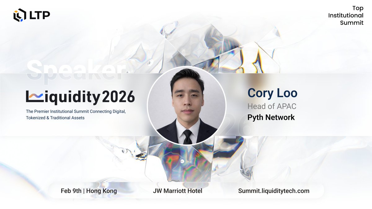 Pyth is heading to Hong Kong 🇭🇰

<a href="/CoryLoo/">Cory L</a>, Head of APAC BD at Pyth Network, will take the stage at Liquidity 2026 to talk about institutional market data and what’s next.

📅 February 9, 2026
📍 JW Marriott Hotel Hong Kong