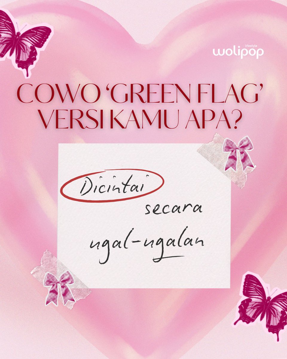 wolipop's tweet image. #THREAD 
Wolifriends! Siapa sih yang gak pengen punya pasangan green flag? 👀💚

#Wolipop #TipeIdeal #GreenFlag #Relationship #CowoGreenFlag