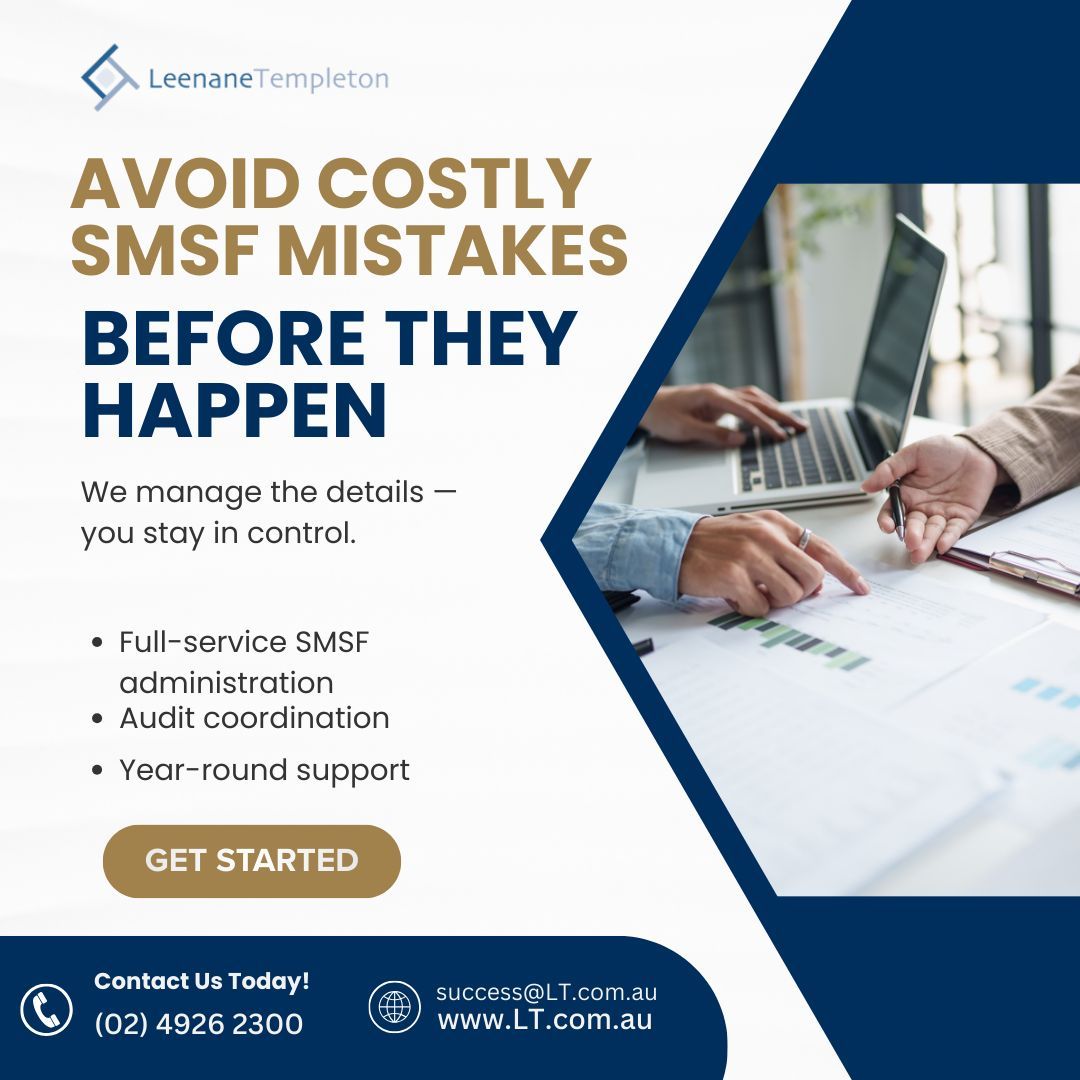 Even small SMSF admin errors can lead to compliance issues, tax problems, and penalties.

LT provides full-service SMSF administration and year-round support to keep your fund on track.

🔗 leenanetempleton.com.au/why-good-smsf-…