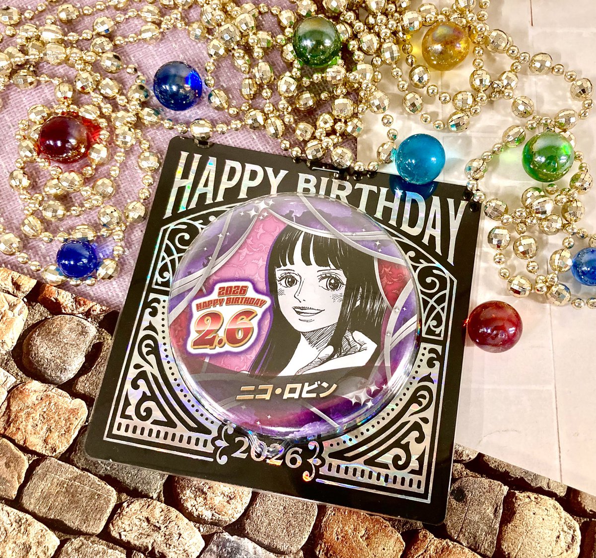 新商品】原画商品 『ONE PIECE』 バースデイ缶バッジ ニコ・ロビン 550