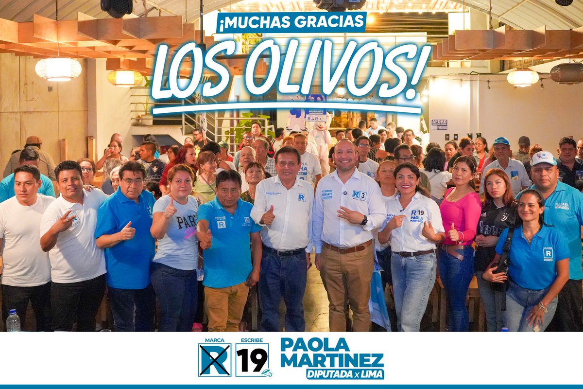 💙🇵🇪 ¡GRACIAS, LOS OLIVOS!

Con mucha alegría llegamos a este gran distrito de Lima Norte, donde acompañamos la inauguración del nuevo local del Partido Renovación Popular – Zonal I. 

Estuvimos junto a Alejandro Muñante, Pablito Fernández; candidatos al Senado Nacional y nuestro