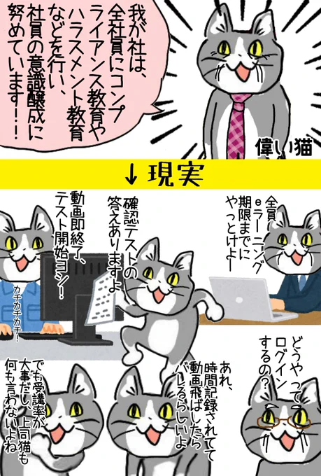 会社でやるeラーニングはだいたいこんな感じ #現場猫 