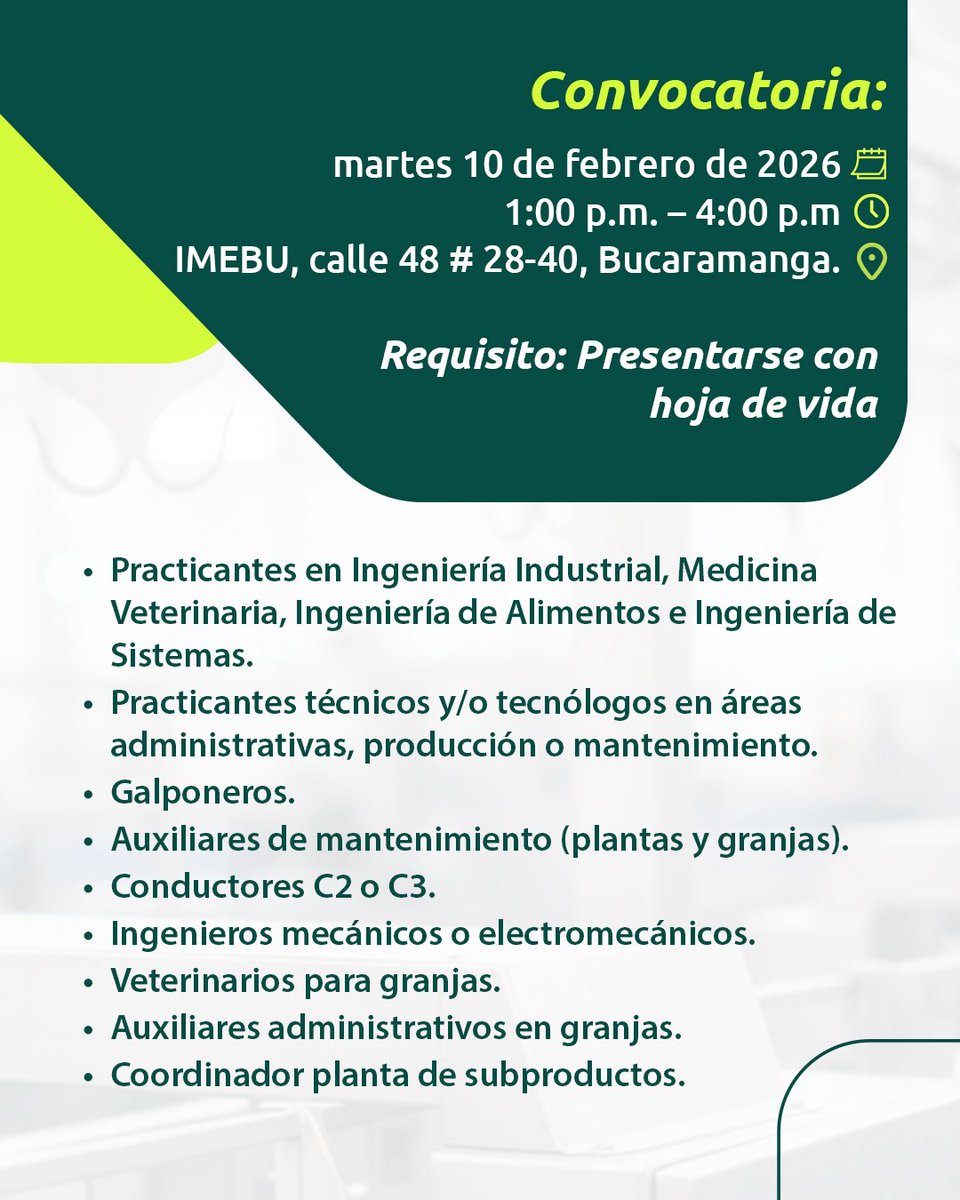 imebubga's tweet photo. Hay días en los que sí vale la pena salir con la hoja de vida.
Este es uno de esos.

Oportunidades reales, empresa formal y selección presencial.
Consulta aquí 👇
#trabajosihaybucaramanga 
@AlcaldiaBGA https://t.co/tZLx8u1AU5