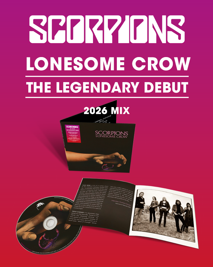 scorpions's tweet photo. Celebrating 60 years of Scorpions, Lonesome Crow returns in a new 2026 mix from the original Conny Plank master tapes, remixed by Grammy winner Hans-Martin Buff. Limited transparent vinyl &amp; digi CD. Pre-order: https://t.co/fCZYCDOoSz https://t.co/4BoNu99Udn