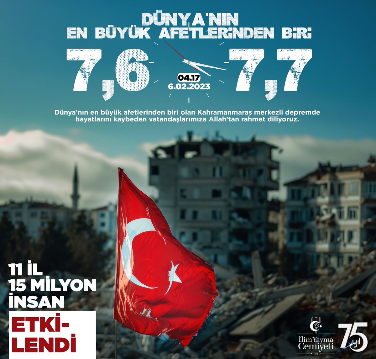 Kahramanmaraş, Şanlıurfa, Adıyaman, Diyarbakır, Gaziantep, Adana, Kilis, Elazığ, Hatay, Osmaniye Malatya...
Tüm Türkiye!
6 Şubat depremlerini unutmadık!
Hayatını kaybeden tüm vatandaşlarımızı rahmetle yad ediyoruz. 
#6subatdepremi #6subat2023