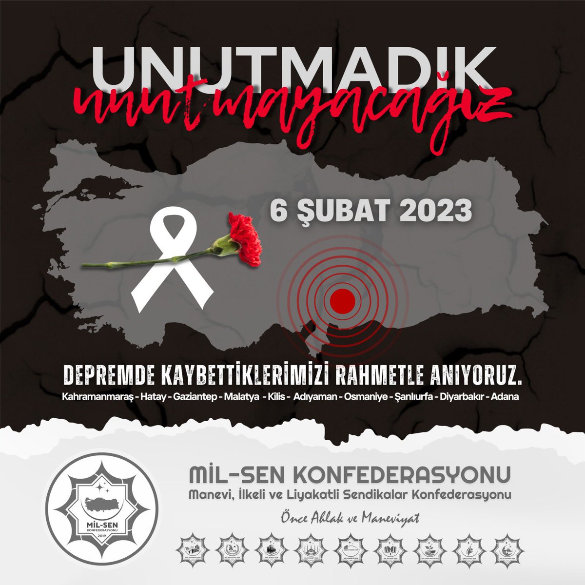 6 ŞUBAT’IN ACISI HÂLÂ YÜREĞİMİZDE! UNUTMADIK, UNUTMAYACAĞIZ!

6 Şubat 2023’te yaşadığımız büyük deprem felaketi, yalnızca şehirlerimizi değil; hafızamızı, vicdanımızı ve ortak geleceğimizi derinden sarsmıştır. On binlerce canımızı toprağa verdiğimiz, milyonlarca vatandaşımızın