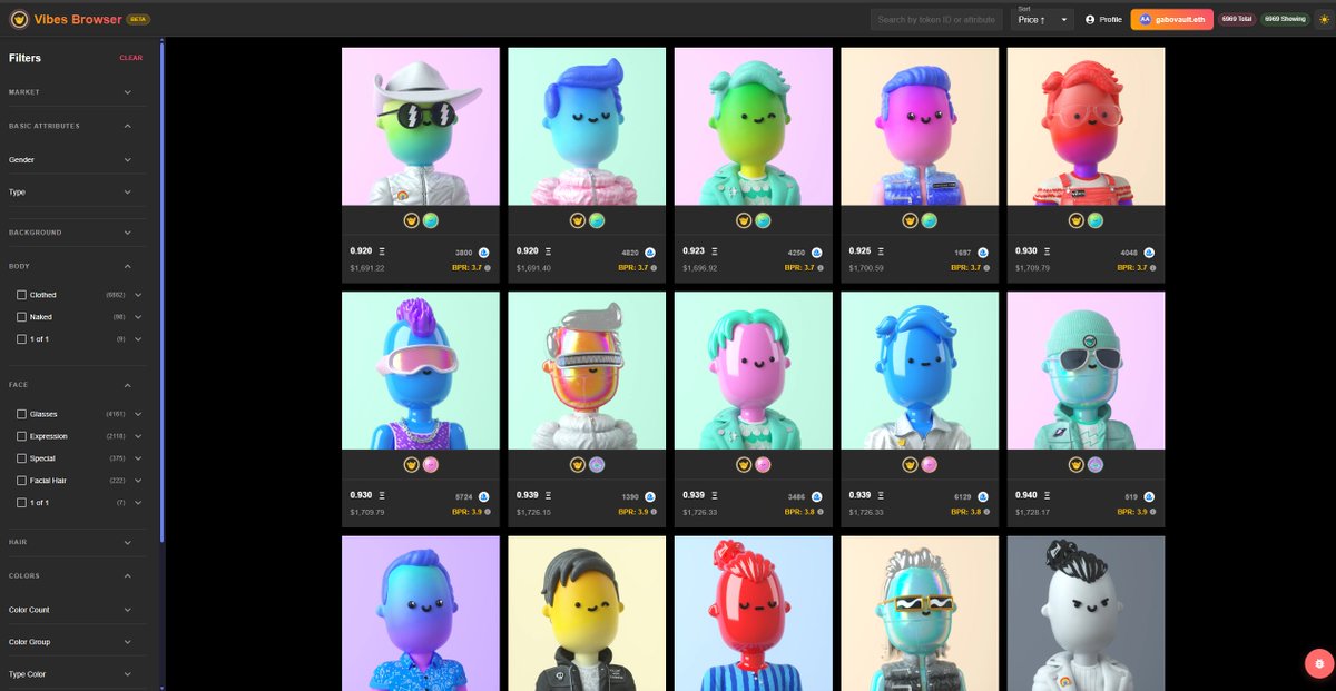 Gabo_Anany's tweet photo. 5️⃣ Vibecollector by @dapppunk &amp; @h4shkid 

The first-ever community-built invention for Vibies.

Advanced collector filters (gender, clothes, color groups, and more) plus the first-ever badge-per-Vibie guide.

Built by collectors, for collectors. https://t.co/Jq6JNdw61v