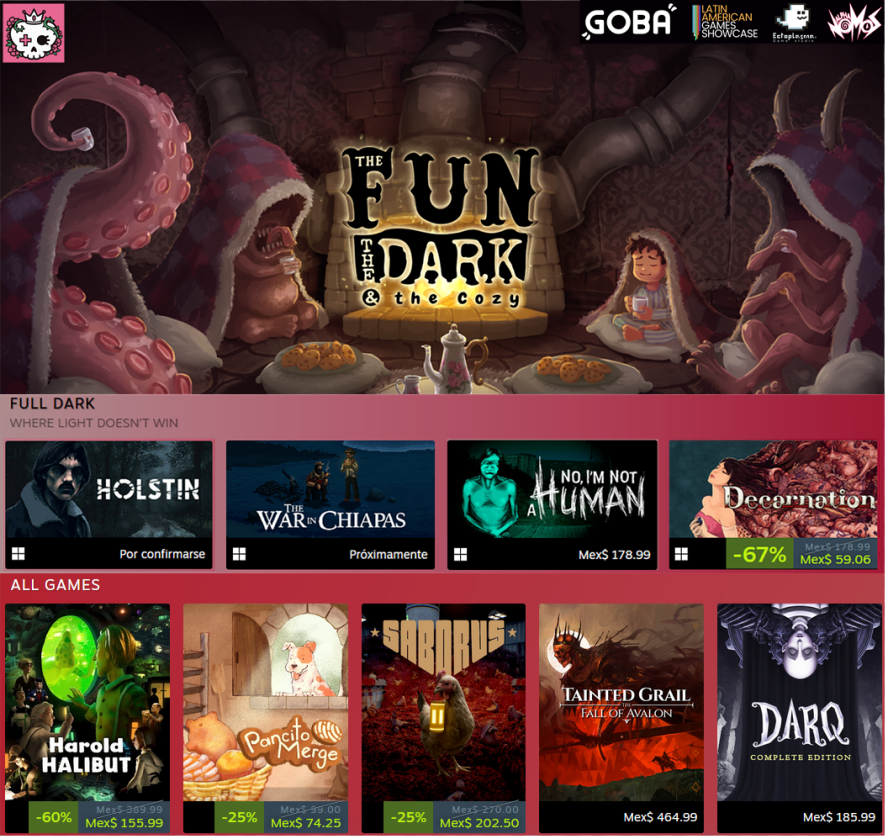 Hey everyone, this week #thewarinchiapas is part of THE FUN, THE DARK &amp; THE COZY, by <a href="/skullqueensgame/">Skull Queens Games</a> &amp; <a href="/Thirdworld_Prod/">ThirdworldProductions Mexican Entertainment System</a> 
A lot of amazing indie games!!!! 
Here the STEAM link:
shorturl.at/wwWGq