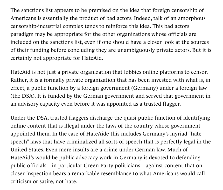 theammind's tweet photo. The issue is not merely “bad actors,” but a formal, legal censorship regime.

The State Department's sanctions against HateAid are not enough. John Rosenthal writes that the only way to stop the E.U's censorship of Americans is to bring the entire system tumbling down. https://t.co/aIFEI54EMR
