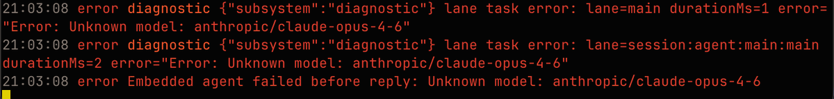 Does anybody know how to fix this in <a href="/openclaw/">OpenClaw🦞</a>?
I'm trying to use Opus 4.6 with it but it doesn't let me