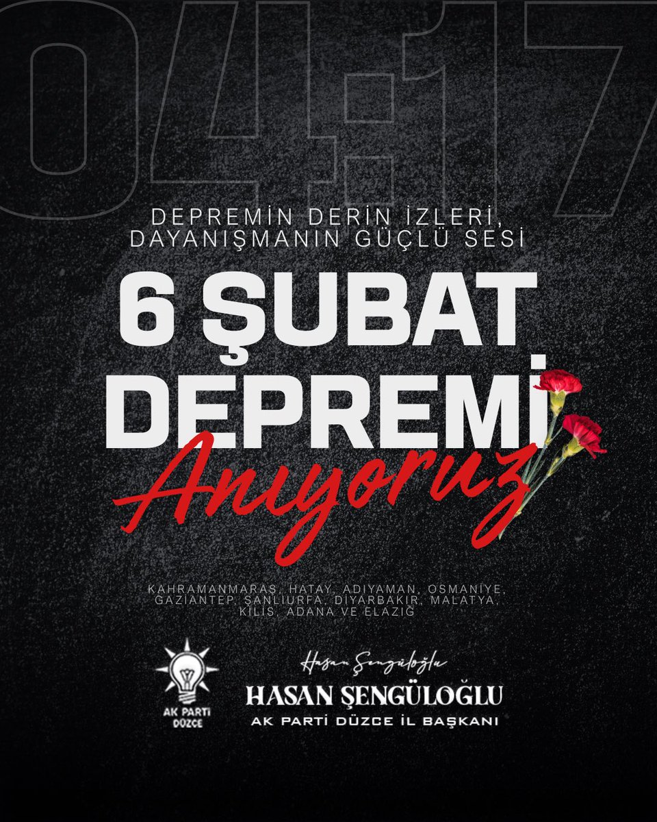 6 Şubat 2023’te yaşadığımız asrın felaketinde hayatını kaybeden vatandaşlarımızı rahmetle anıyorum.
Acımız ilk günkü gibi taze.
Rabbim milletimizi bir daha böyle büyük acılarla imtihan etmesin.