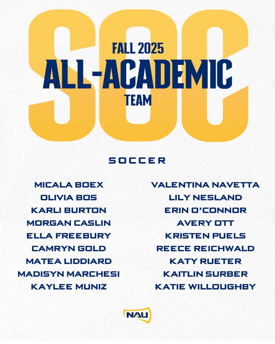 NAUAthletics's tweet image. A full look at our All-Academic selections from @NAU_Football, @NAUWomensSoccer, @NAUVolleyball and @NAUTrackFieldXC.