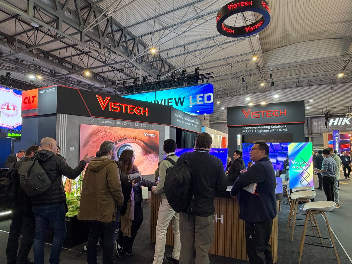 Vistech_Tech's tweet photo. 🔥 Day 3 at ISE 2026 — Still Going Strong! 🔥

Another exciting day at ISE and the momentum keeps building!
Stop by Booth 3P300 to discover our latest LED and commercial display innovations in action.

#ISE2026 #VISTECH #CommercialDisplay #LEDDisplay #DigitalSignage #AVIndustry https://t.co/eqWWTLwyXi