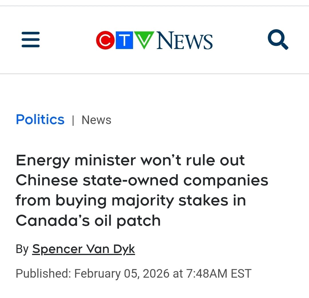 Tablesalt13's tweet image. 🚨BREAKING

Canada sells out to the CCP

"Energy and Natural Resources Minister Tim Hodgson wouldn’t rule out allowing Chinese state-owned companies from buying Canadian oil companies"