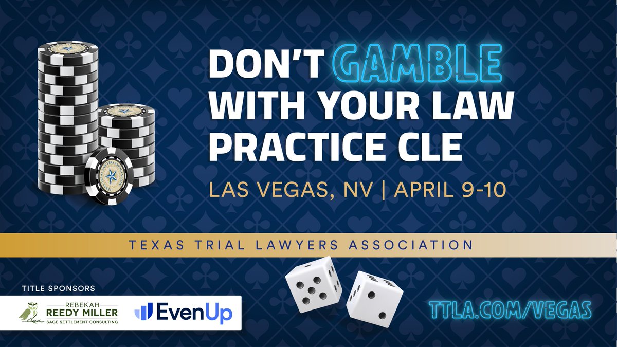 The <a href="/TTLA_/">Texas Trial Lawyers</a>  Car Wrecks CLE is a wrap! 🚀 NEXT UP:  Join us in Las Vegas!
🎲 Registration is OPEN for the 2026 Destination CLE,  April 9–10 🐦 Register early at TTLA.com/Vegas  with the Early Bird rate!