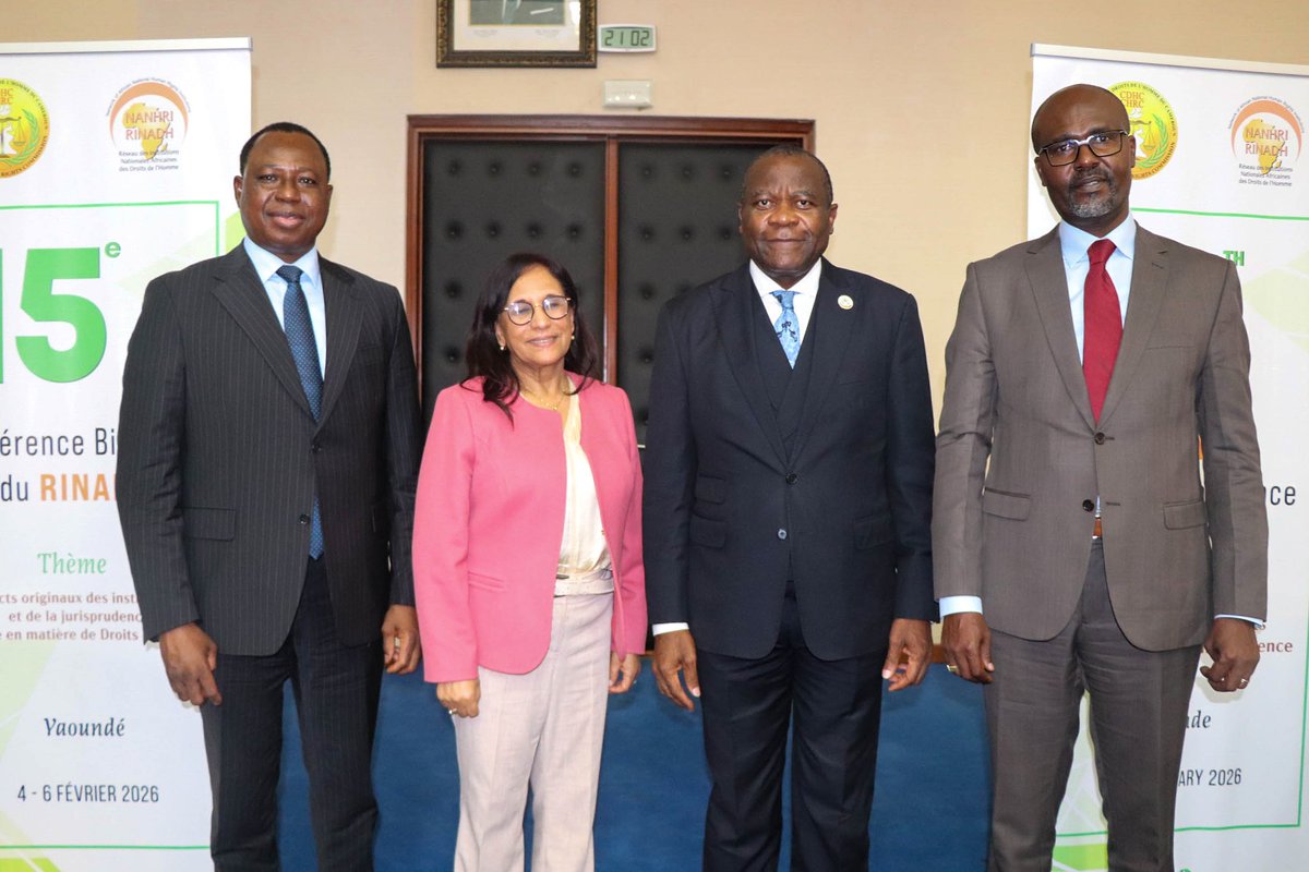 A new chapter for NANHRI ✨

Dr. Joseph Whittal, <a href="/CHRAJGHANA/">CHRAJ GHANA ⚖️</a>, formally handed over the Chairpersonship to Prof. James Mouangue Kobila, <a href="/chrc_cdhc/">Cameroon Human Rights Commission</a>, during the NANHRI General Assembly on the margins of the 15th Biennial Conference in Yaoundé, Cameroon 🇨🇲 (4 Feb 2026)