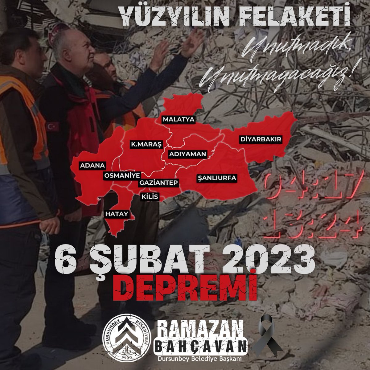 Acımız Hep Taze😢

Üç yıl önce bugün…
Sanki zaman durdu. 
#6Şubat2023 04.17 ile 13.24 saatleri…
11 ilimizi adeta yerle bir eden #AsrınFelaketi’nde, yaşamını yitiren vatandaşlarımızı ve Gaziantep İslahiye’de enkaz altında kalan hemşehrimiz Uzman Çavuş Sırrı Aykut, eşi Hacer ve