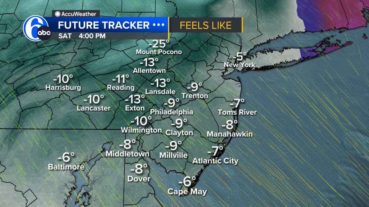 6abcadamjoseph's tweet image. CUDDLE ALERT
Find something or someone to keep you warm. Saturday and Sunday will be dangerous to spend anytime outdoors! It will feel below zero for over 24 hours with winds gusting between 40 and 60 mph. @6abc @6abcWeather