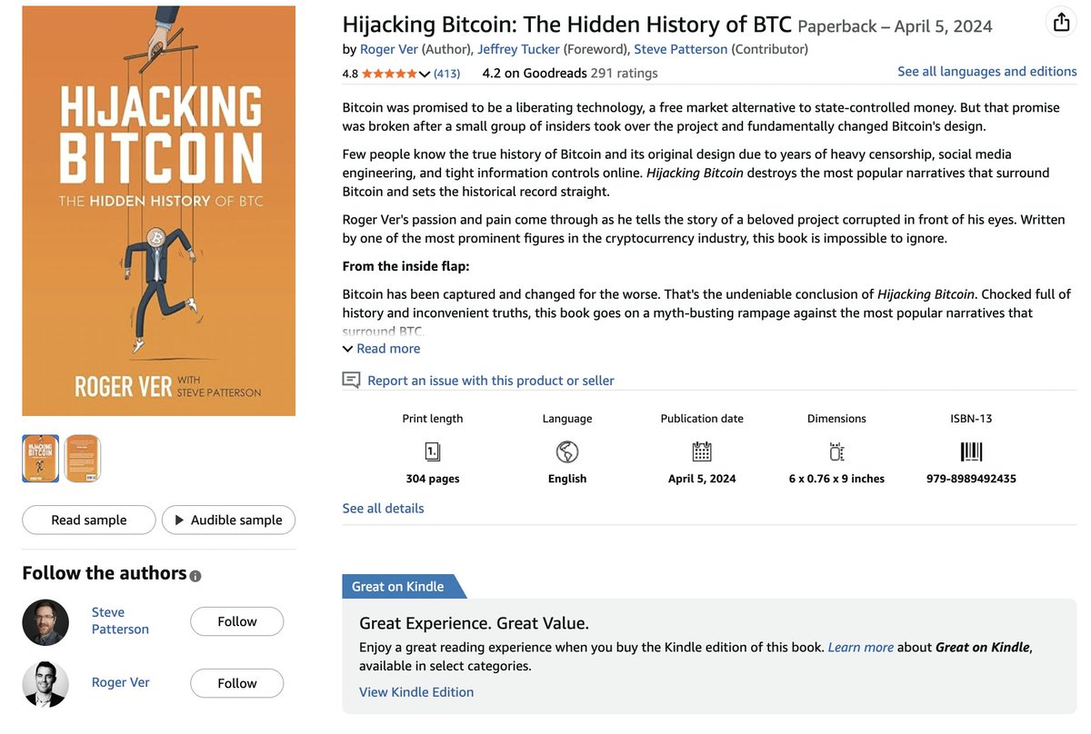 If you haven't read <a href="/rogerkver/">Roger Ver</a>'s book, you only have half the story. GREAT read. a.co/d/08VQmppp