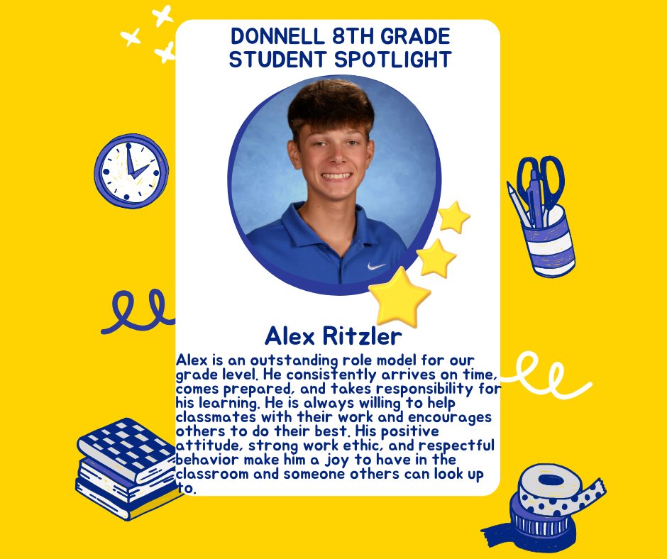 This weeks Donnell Student Spotlight!
 
Evan Imke
J’Lashae Williams 
Alex Ritzler

Congratulations, well done and continue modeling the 7 Habits!  We are so proud of you!  #TrojanTrue #DonnellProud