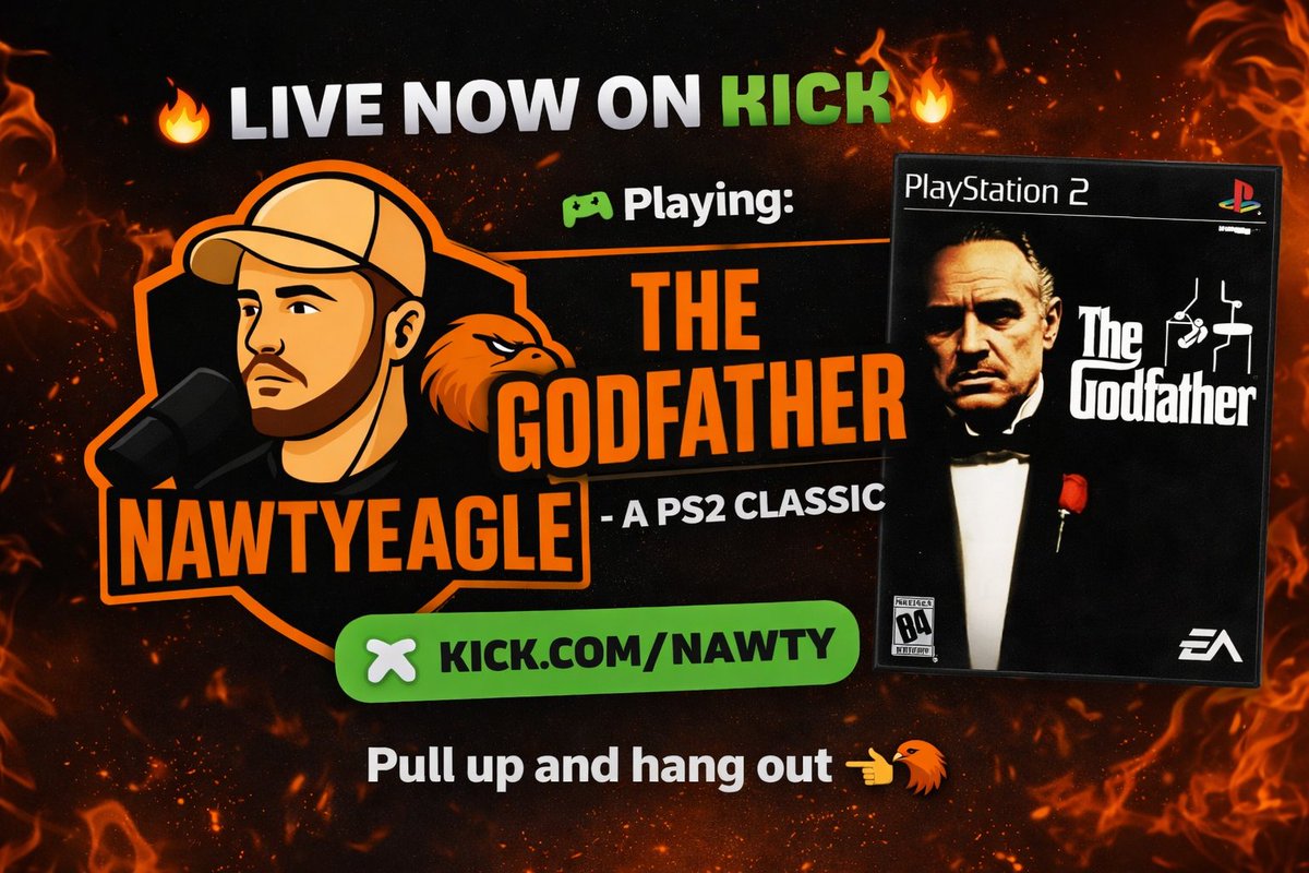 nawtyeagle's tweet photo. 🔥 LIVE NOW ON KICK 🔥
🎮 Playing THE GODFATHER — a PS2 CLASSIC
Old-school vibes, nonstop action 💥
👉 https://t.co/HrTH8FpJmv https://t.co/QaYYQC2mMt