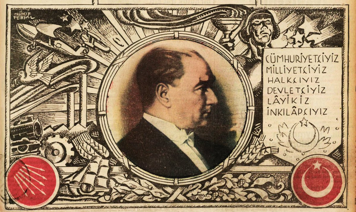 1 - Cumhuriyetçiyiz!
2 - Milliyetçiyiz!
3 - Halkçıyız!
4 - Devletçiyiz!
5 - Lâikiz!
6 - İnkılâpçıyız!