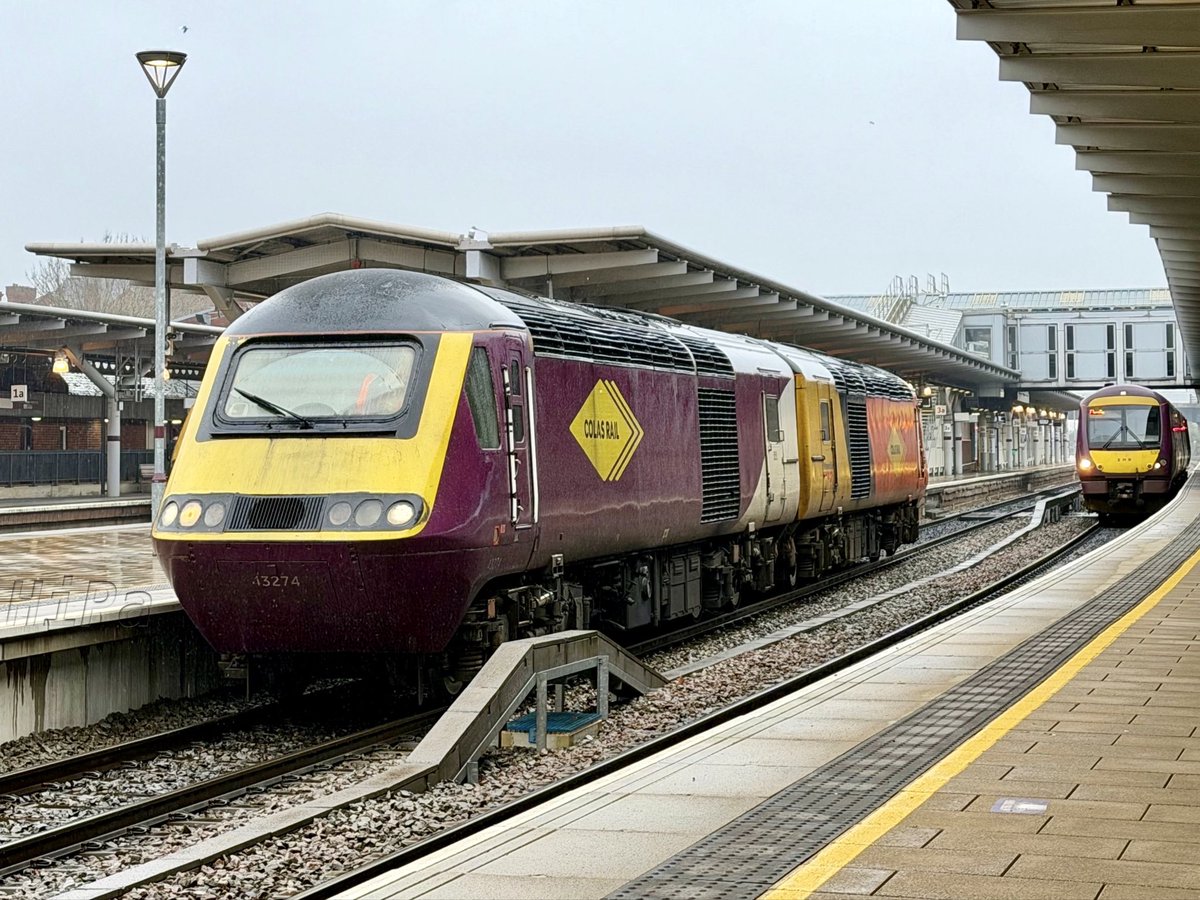 HiPa125's tweet image. Colas Rail Freight #Class43 43257 &amp;amp; 43274, working 0Z43 1235 Leicester &amp;gt; Derby Rail Technical Centre, at P3 Derby