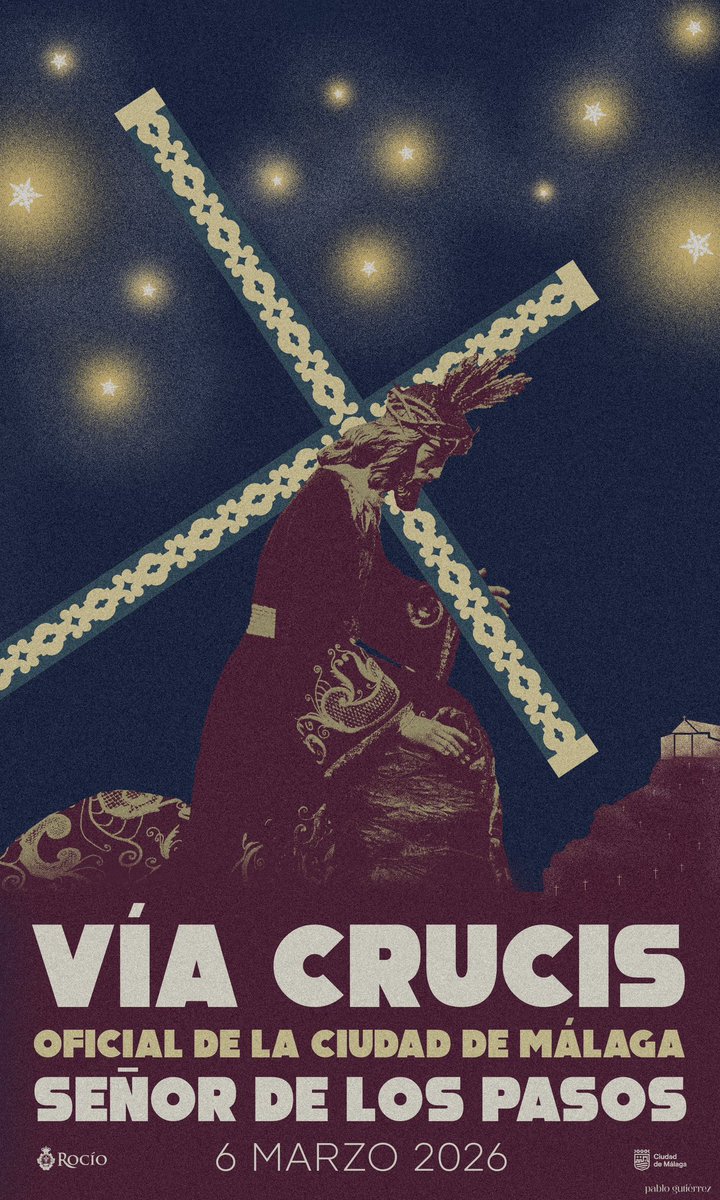 ✝️𝐕𝐈́𝐀 𝐂𝐑𝐔𝐂𝐈𝐒 𝐎𝐅𝐈𝐂𝐈𝐀𝐋 𝐃𝐄 𝐋𝐀 𝐂𝐈𝐔𝐃𝐀𝐃 𝐃𝐄 𝐌𝐀́𝐋𝐀𝐆𝐀 𝟐𝟎𝟐𝟔 • Cartel anunciador del Vía Crucis Oficial de la ciudad de Málaga 2026.

Obra de nuestro hermano Pablo Gutiérrez Villasana (<a href="/pablogtierrz/">Pablo Gutiérrez</a>), realizada a través de una cuidada y evocadora