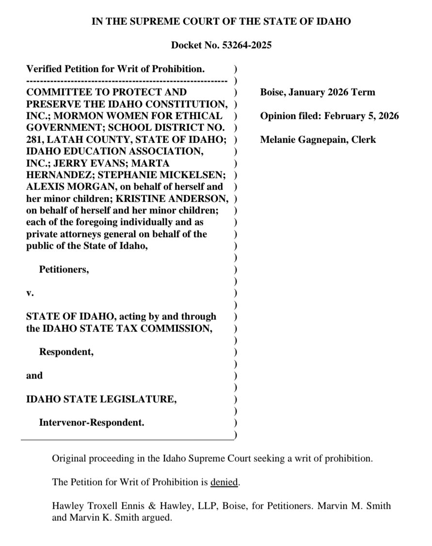 DeAngelisCorey's tweet image. BREAKING: Idaho Supreme Court just unanimously ruled that their new private school choice program is constitutional.

The decision was 5 to 0.

The teachers unions lost.