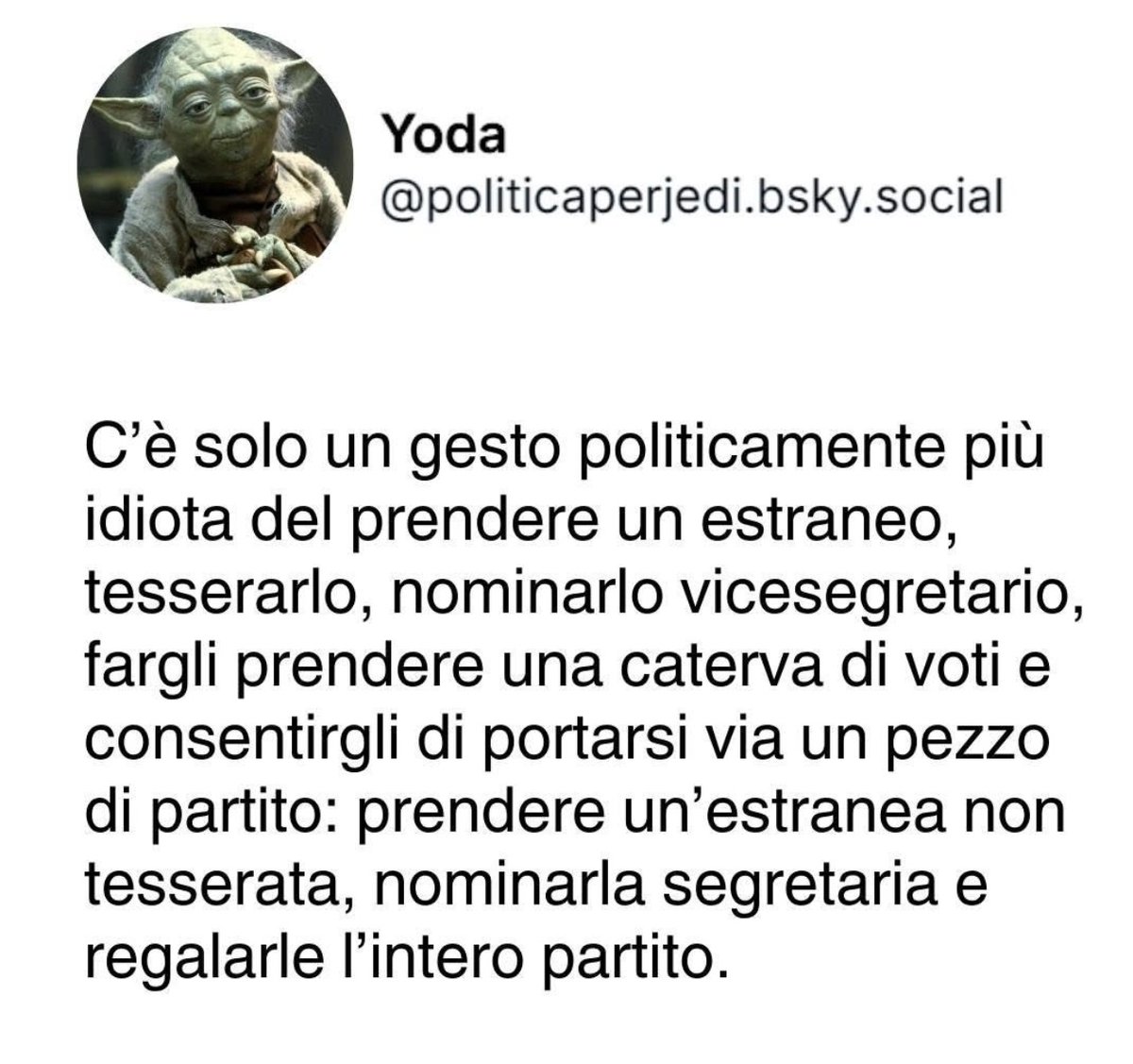 C'è chi è più pirla di Salvini. Indovinate chi.
Yoda geniale.