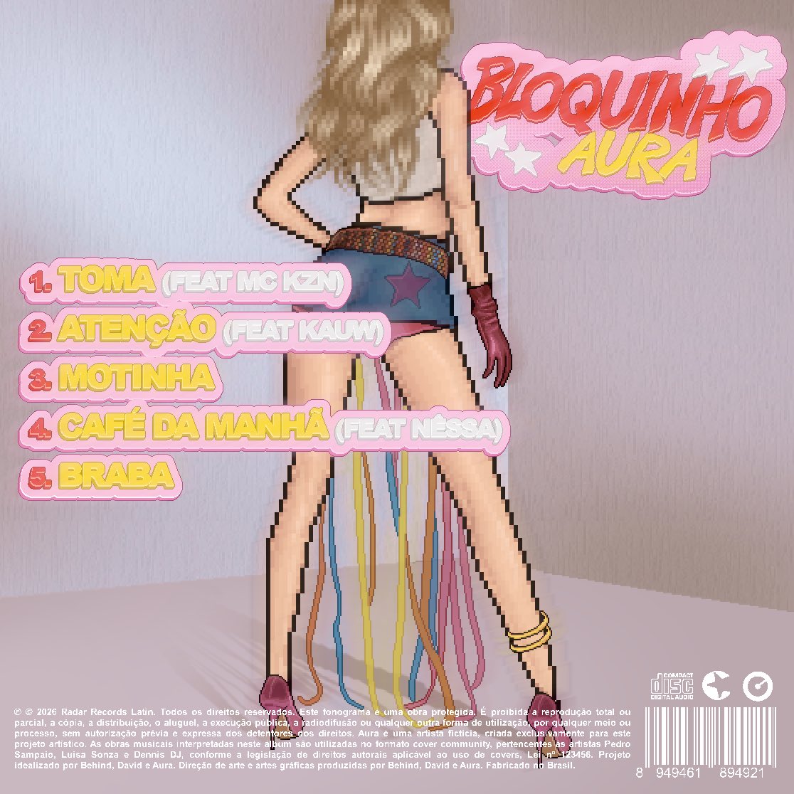 meu bloquinho tá tomando forma 🥹🎉
esse EP nasceu do carinho, da bagunça boa e da energia que a gente troca em cada show 💖 Essa é a tracklist do bloquinho Aura, vamos bagunçar muito ao som dessas 🎉