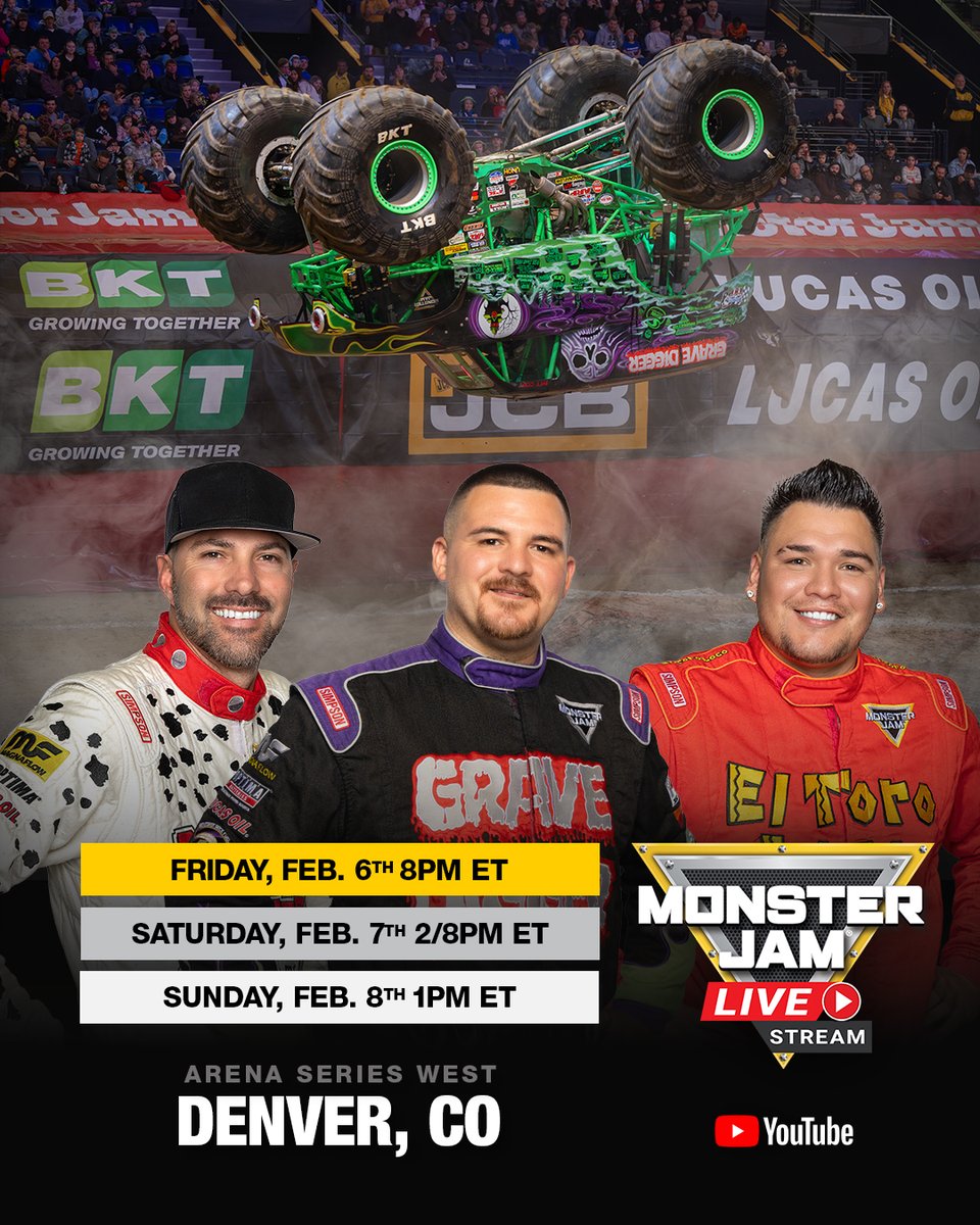 MonsterJam's tweet image. Tune-in for another weekend of Monster Jam action! 📺

#MonsterJam #monstertrucks #TuneIn #Pittsburgh #Denver #Houston #Minneapolis