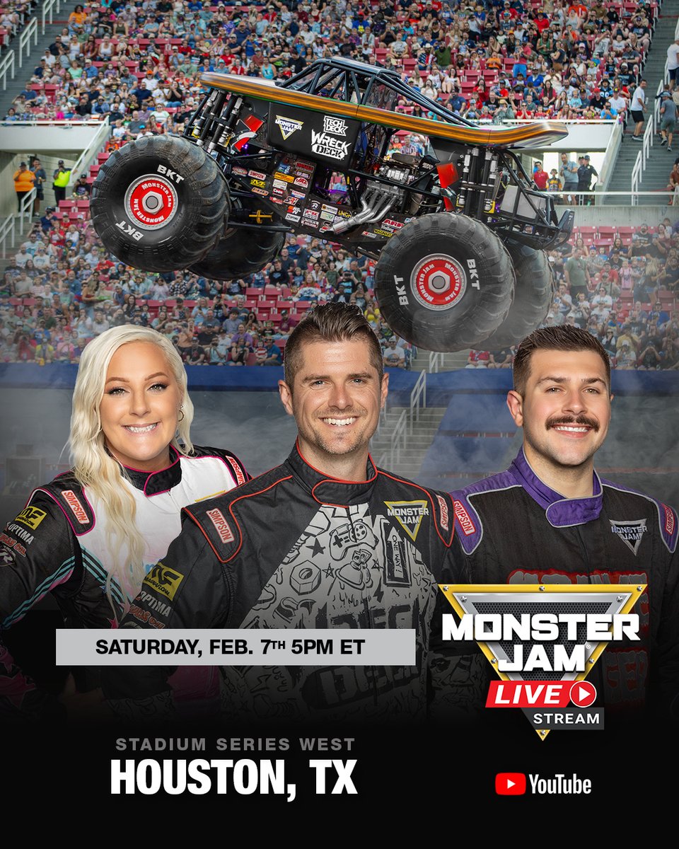 MonsterJam's tweet image. Tune-in for another weekend of Monster Jam action! 📺

#MonsterJam #monstertrucks #TuneIn #Pittsburgh #Denver #Houston #Minneapolis