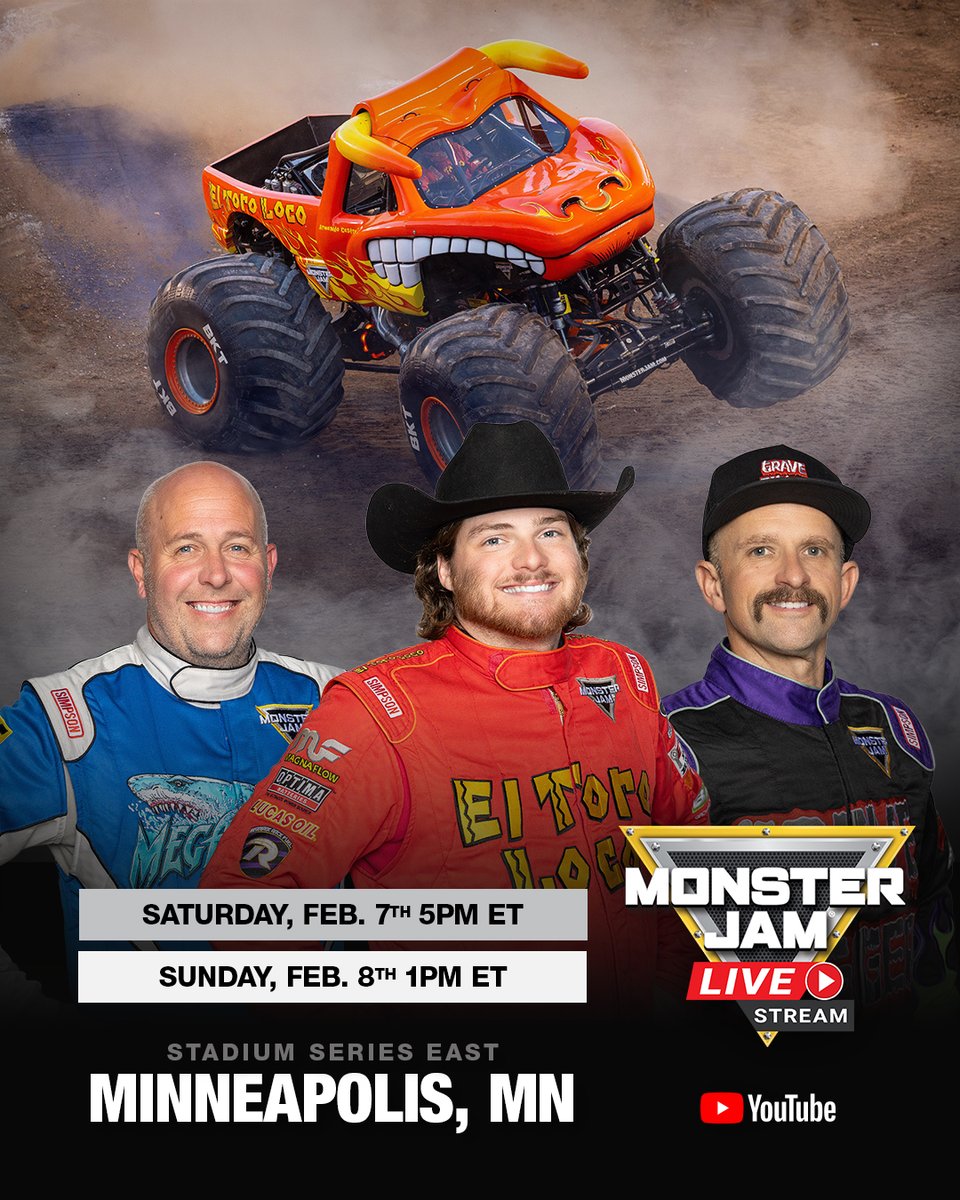 MonsterJam's tweet image. Tune-in for another weekend of Monster Jam action! 📺

#MonsterJam #monstertrucks #TuneIn #Pittsburgh #Denver #Houston #Minneapolis