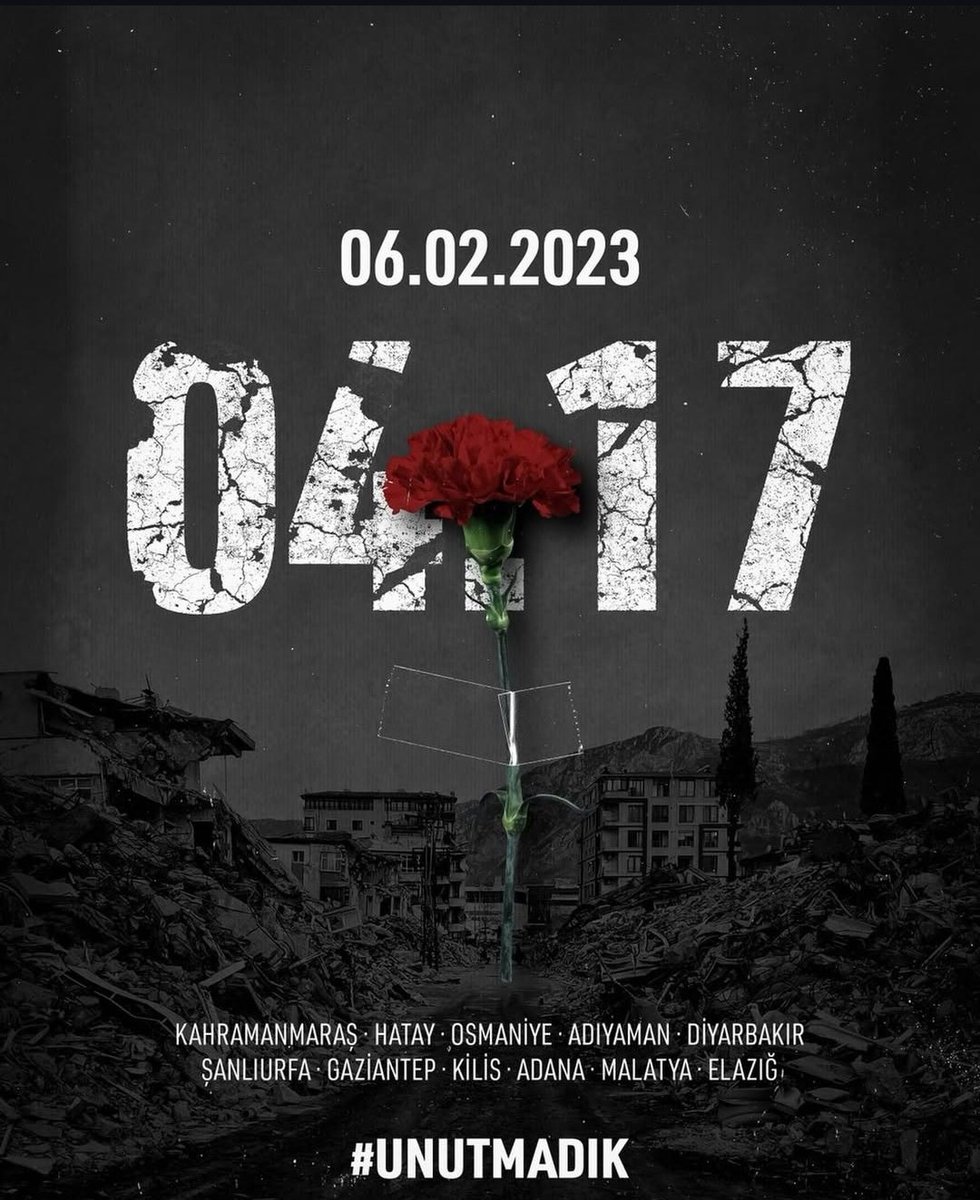 Bugun sadece acı var... dünya üzerinde yaşanan en acı en çaresiz gün 6 şubat vefat edenlere Allahtan rahmet geride kalanlara sabir diliyorum yaşamadim o depremi ama o aciya şahit oldum o çaresizlige hayatim boyunca unutmiycam