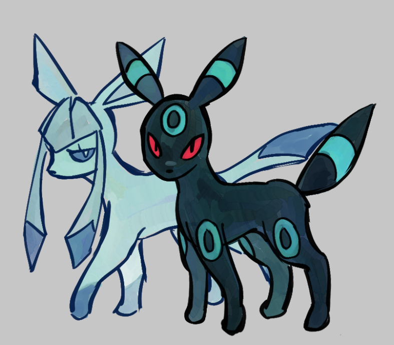 woomyume's tweet image. my completely inconspicuous pair of eeveelutions