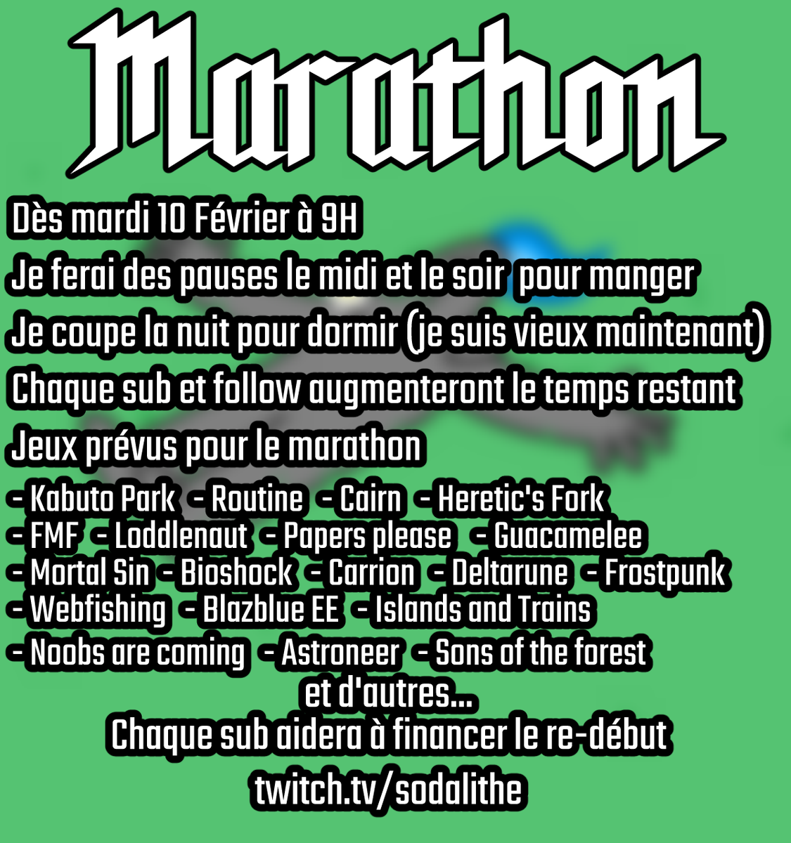 SodalitheVT's tweet photo. 📯OYEZ OYEZ
Mardi 9 Février, 9h du matin
On fera un marathon pour enchainer des jeux et vider notre backlog
Moults goals autant pour les follows que les subs
Venez nombreux !
https://t.co/mhPmgtOCF1
#vtuberfr https://t.co/wgdZycnpFt