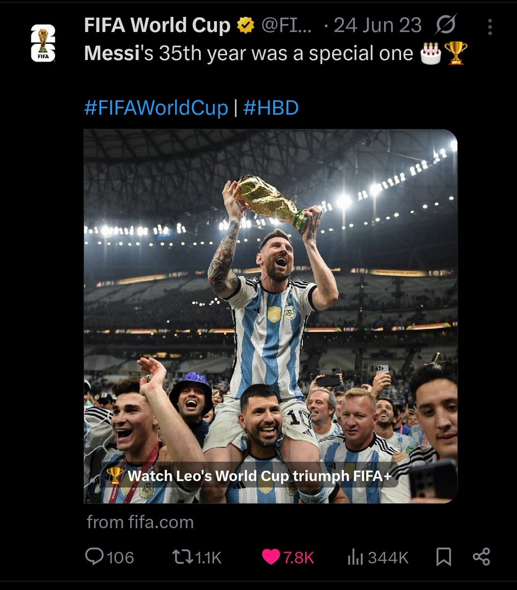 Has FIFA World Cup ever wished Cristiano?