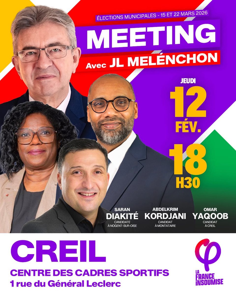 🟥 Jean-Luc Mélenchon à Creil

Sa venue confirme une chose : Creil compte.

Je suis candidat pour tourner la page d’un siècle d’habitudes et ouvrir une ville plus juste.

Jeudi 12 février • 18h30
Centre des cadres sportifs

#Creil #creillinsoumise #lfi #lficreil