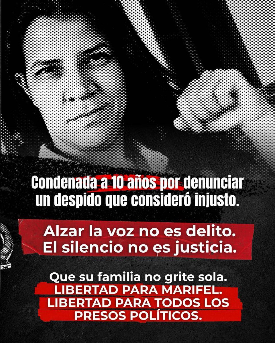 VenteDDHH's tweet image. 🚨Desde su celda, la periodista Marifel Guzmán le escribió a su madre una confesión devastadora: “No quiero seguir viviendo en estas condiciones, que no son humanas. Estoy demasiado deprimida.”

Esto es lo que ocurre cuando la disidencia se castiga y el encierro se usa para…