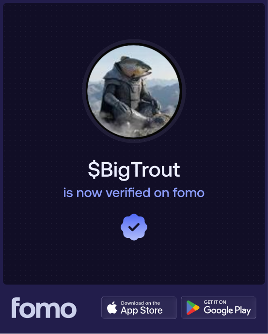 fomo's tweet photo. The Big Trout ($BigTrout) is now verified on fomo @BigTrout300 https://t.co/OgSIuMfnxF