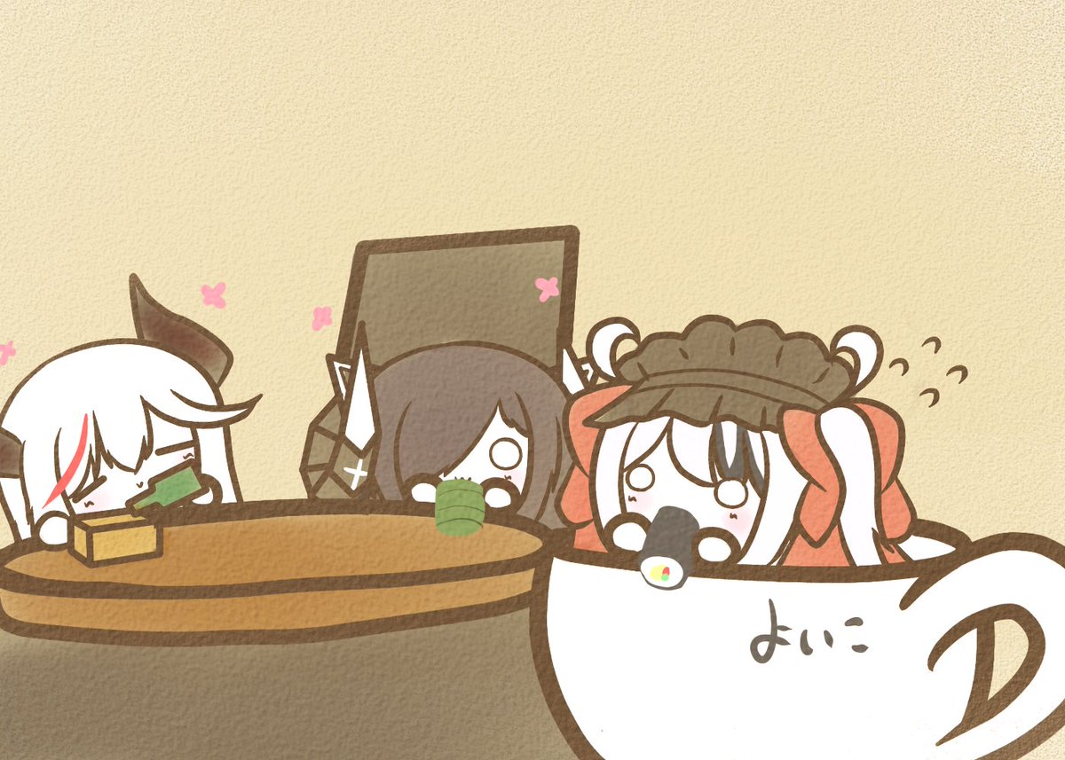 エルベが食べ終わるのを見守るパーセヴァル達

#アズールレーン