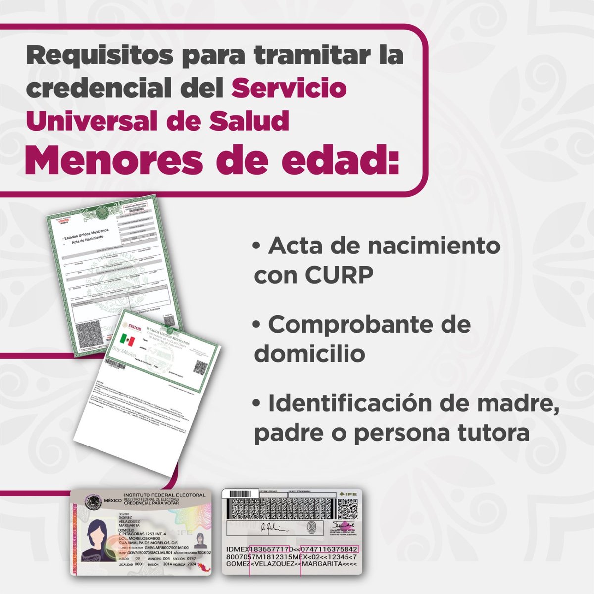 Credencialización Sistema Universal de Salud
Esta credencial que te da acceso al sistema de salud, tramitala, no te quedes sin ella. <a href="/Edomex/">Gobierno del Estado de México</a>.  <a href="/delfinagomeza/">Delfina Gómez A.</a>. #ElPoderDeServir