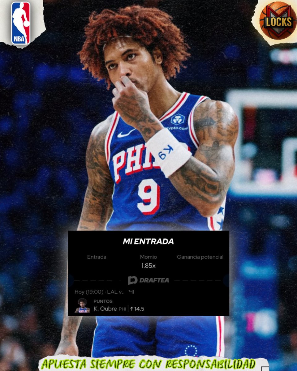 LOCK NBA 🏀
K. Oubre Mas de 14.5 Puntos 🧪
LAL vs PHI | 1.85x

Disponible en <a href="/Draftea_Mexico/">Draftea México</a> #NBA