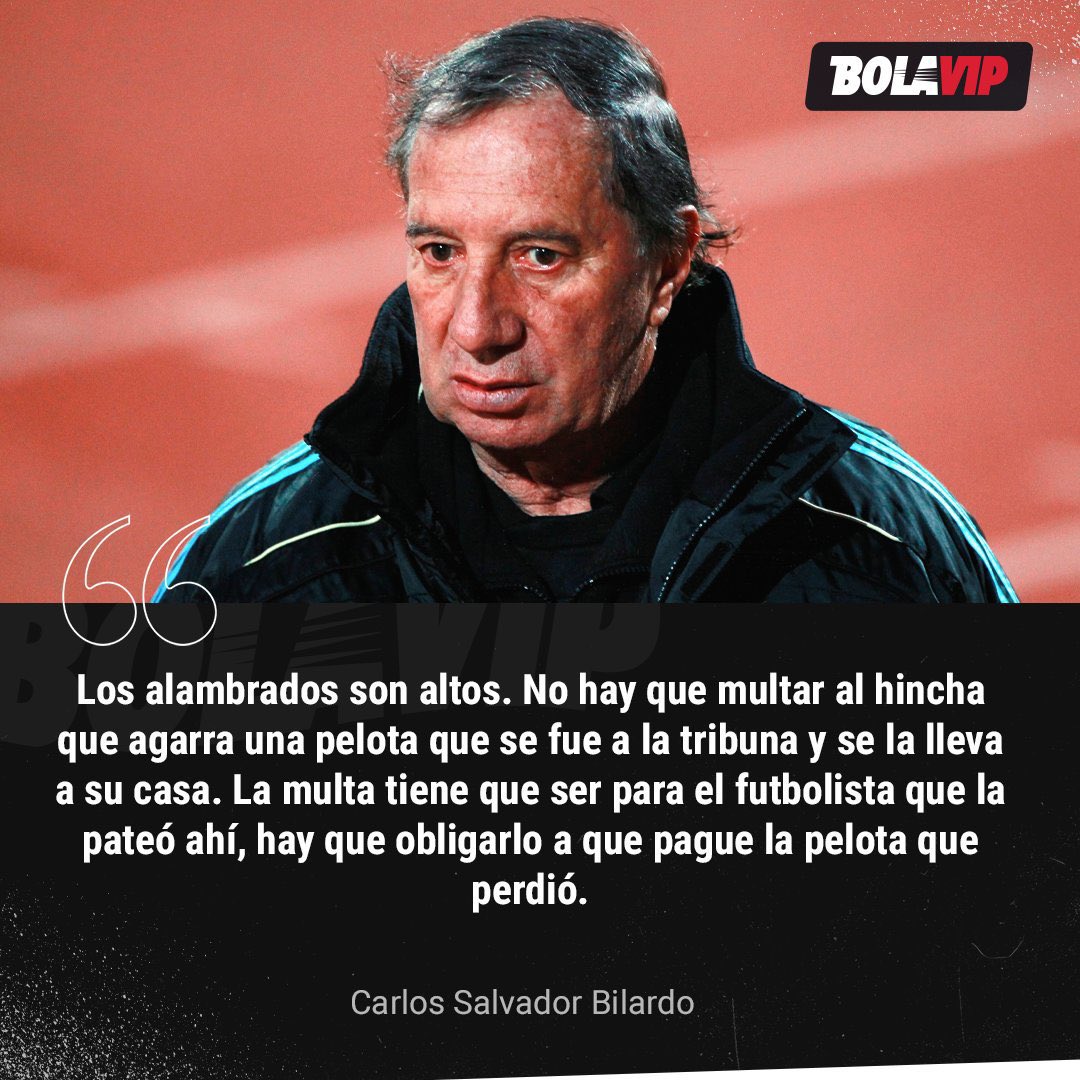 EBilardista's tweet image. Un día Bilardo se despertó y dijo voy a decir una genialidad y declaró lo siguiente: