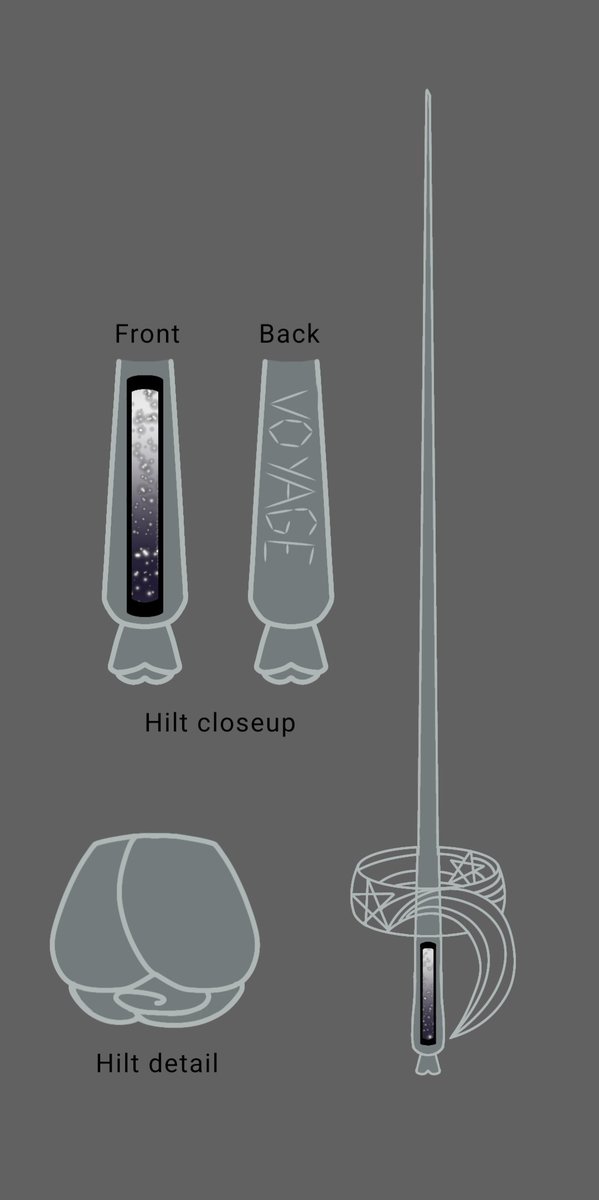 LCVSinner12's tweet photo. //meanwhile, his weapon is pretty detailed and was made while Prince still had his memories

he forged it himself and incorporated shooting stars and a rose into the hilt as reminders of his 'voyage'

the glitter vial inside is 'stardust', which powers other functions https://t.co/JMNU9qkr5O