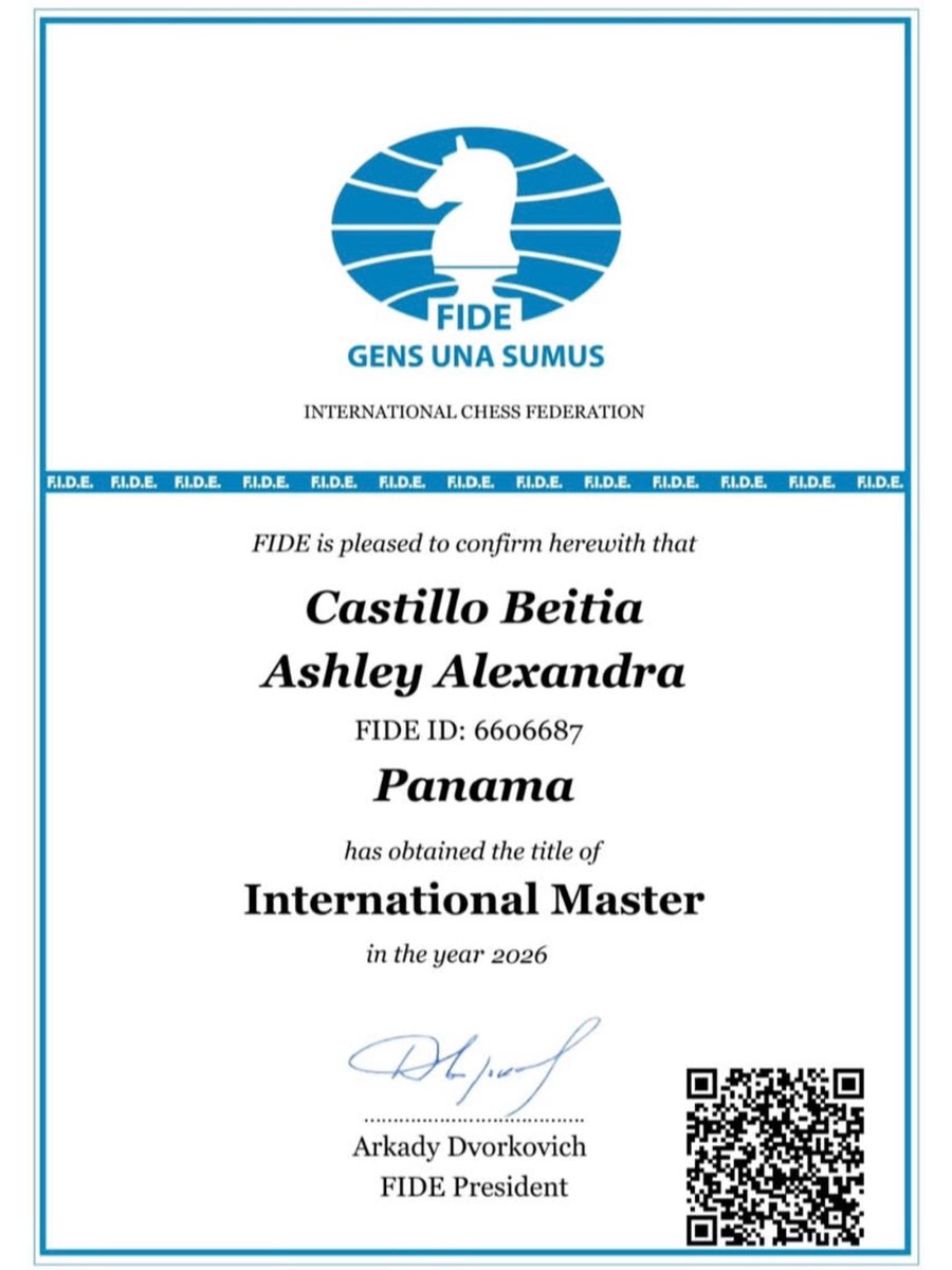 La ajedrecista panameña de 16 años, Ashley Castillo, ha sido nombrada con el título de Maestra Internacional (IM) por la Federación Internacional de Ajedrez (FIDE).

Castillo se convierte en la primera mujer panameña centroamericana en alcanzar tal distinción. También es una de