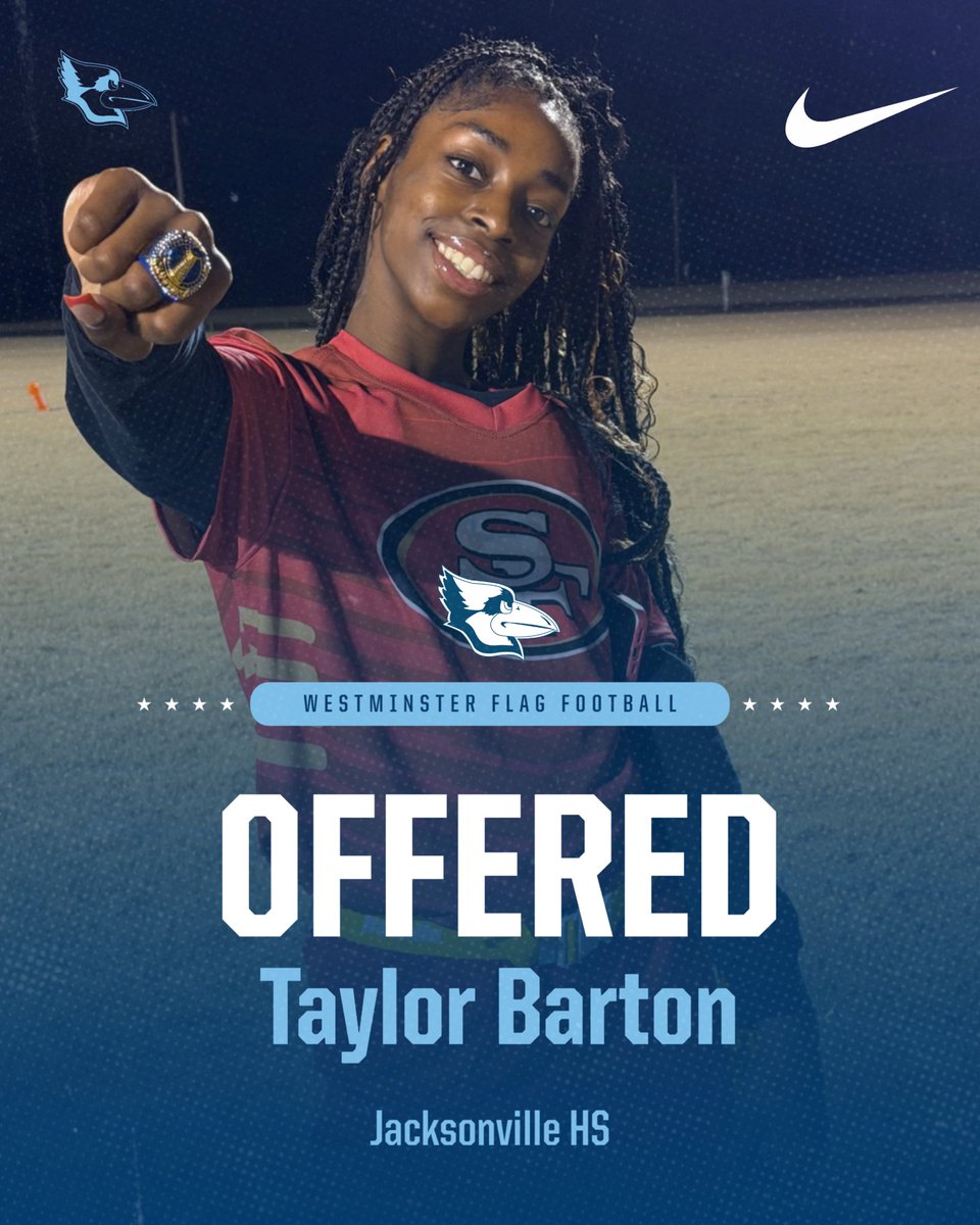 TaylorBarton07's tweet photo. #Agtg 
I am blessed to receive an offer from Westminster college !! #GoBlueJays 🩵🩶💙 #flagfootball #girlsflagfootball
#2026senior
#Arkansas #FlagFootballAthlete #flagfootballwidereceiver #Nike #UnderArmor @coach_mac007 
@UTRScouting #FemaleAthlete #FlagFootballLife
#FlagFootballPlayer
 #FlagFootballGrind #jacksonvilleArkansas
#Senior